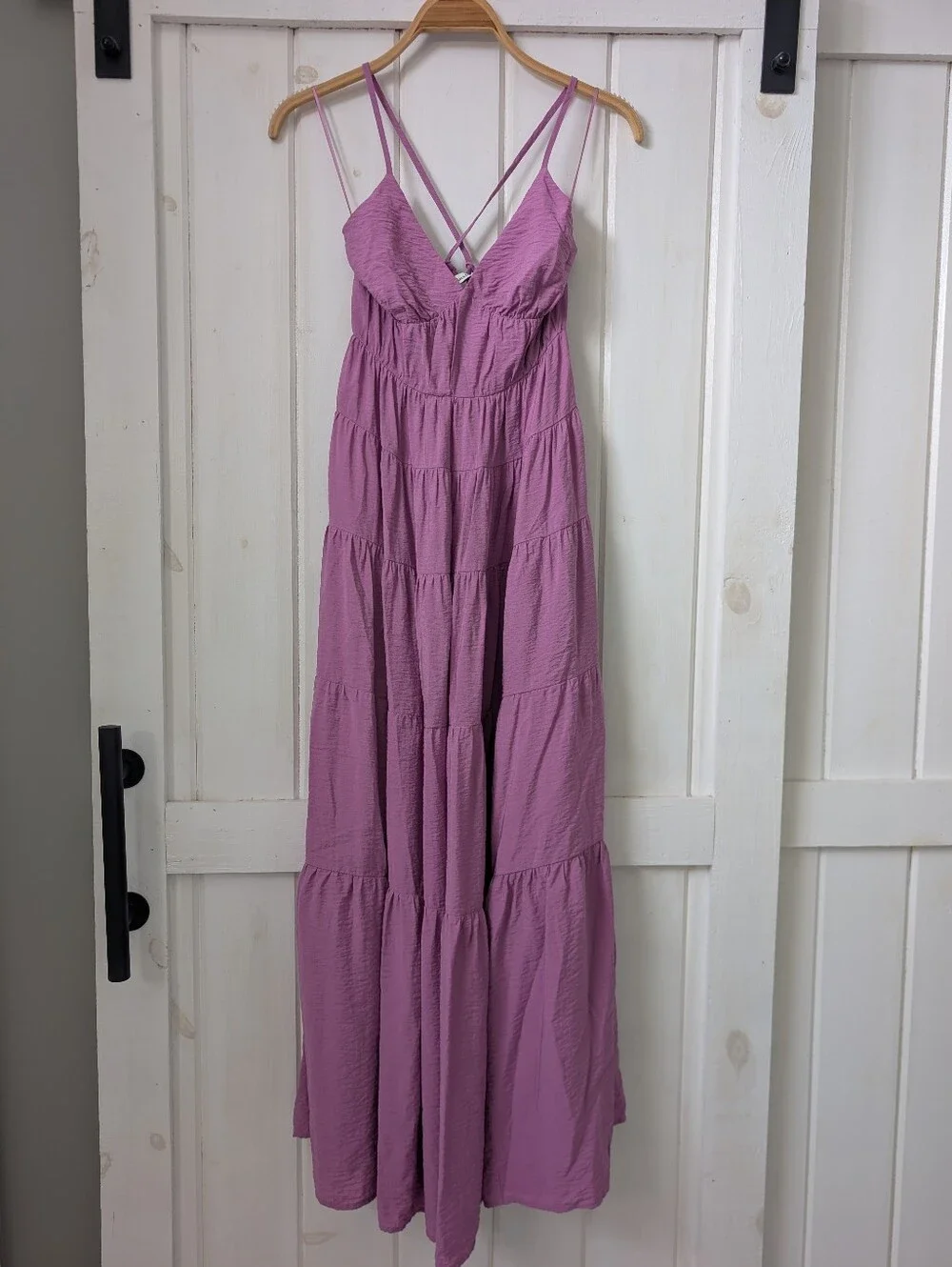Abercrombie & Fitch Tiered Crisscross Strappy Maxi Dress Lavender Size XST